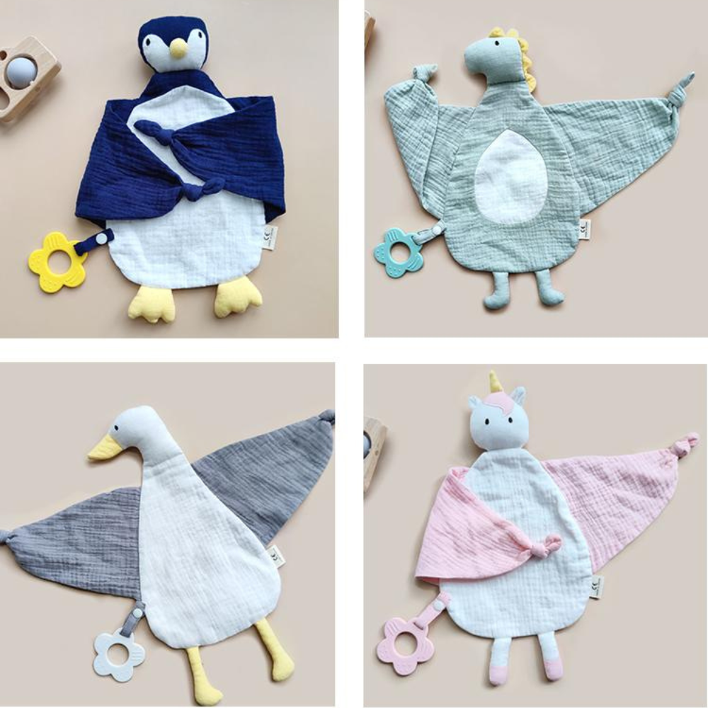 2-in-1 Muslin Comforter and Silicone Teether