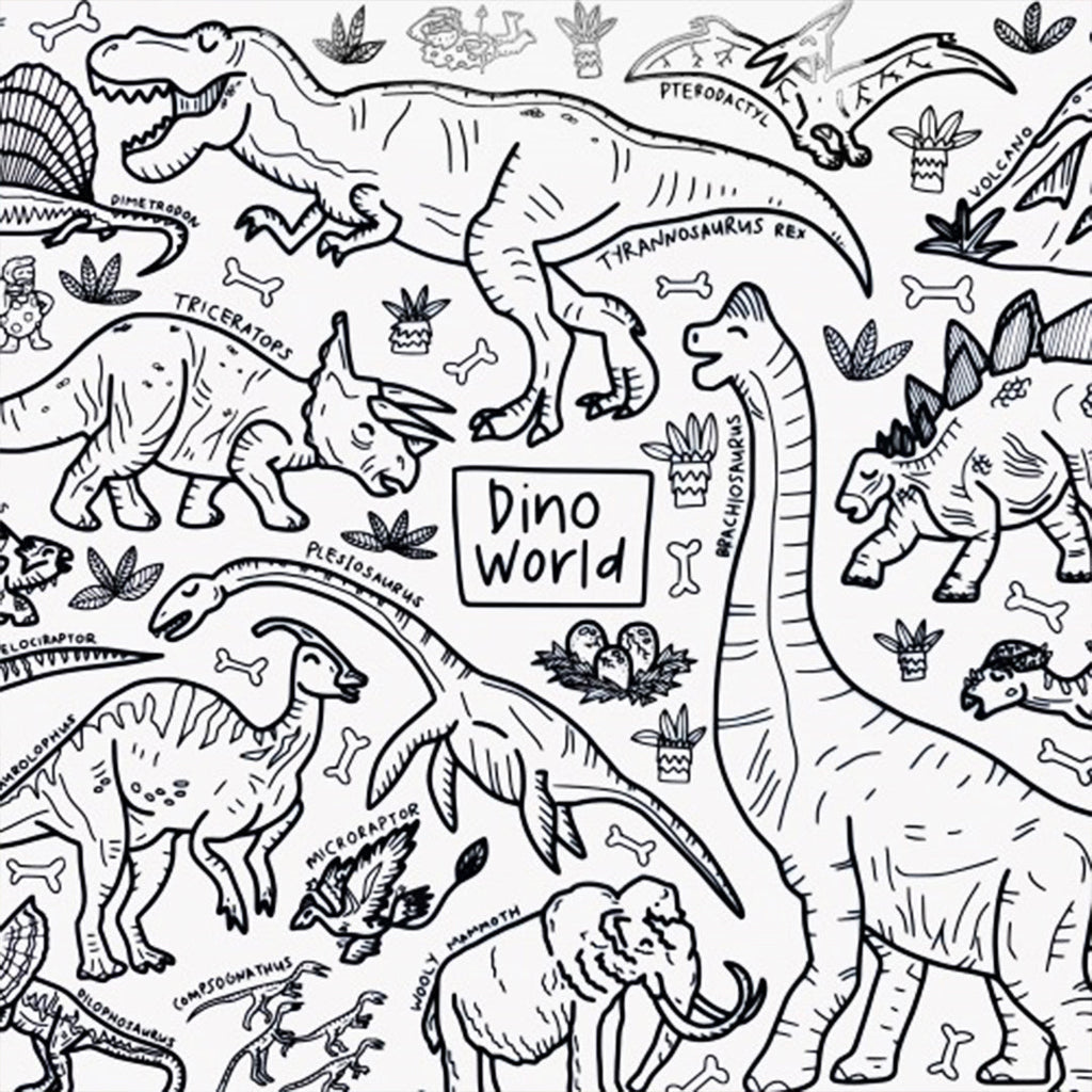 Dino World Washable Silicone Colouring Mat & Markers Set
