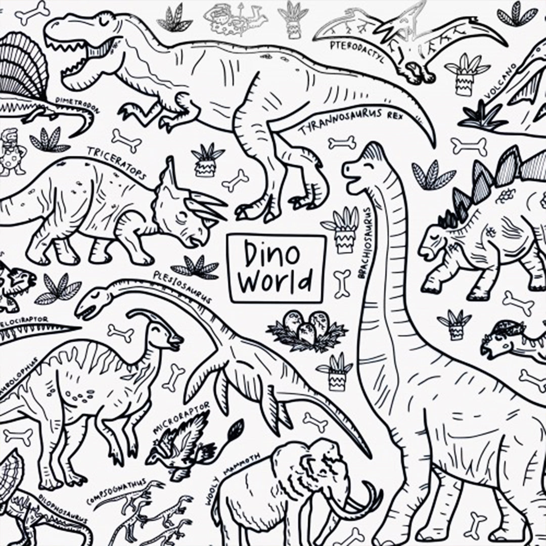 Dino World Washable Silicone Colouring Mat & Markers Set