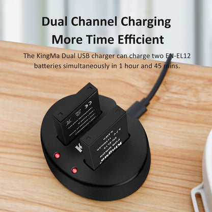 [KingMa] EN-EL12 Camera Replacement Battery and Charger for Nikon Cameras using ENEL12 Type Batteries
