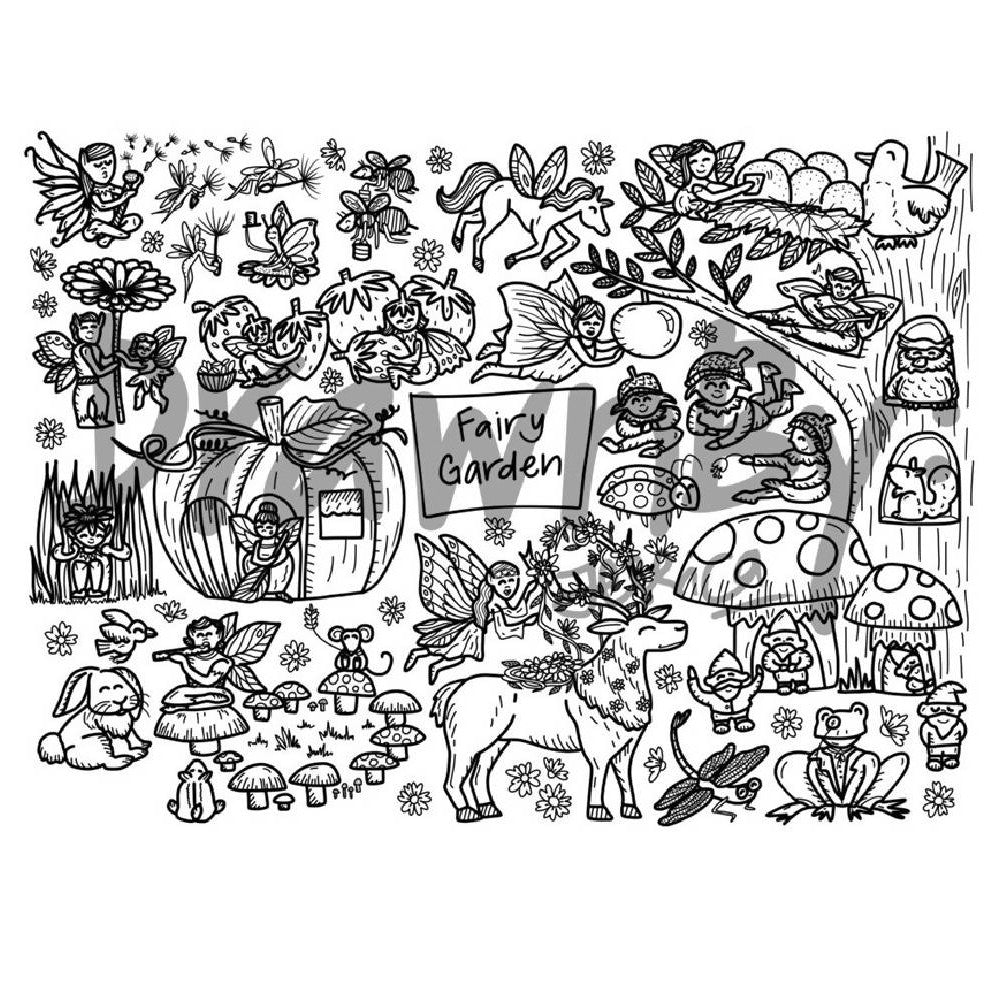 Fairy Garden Washable Silicone Colouring Mat & Markers Set