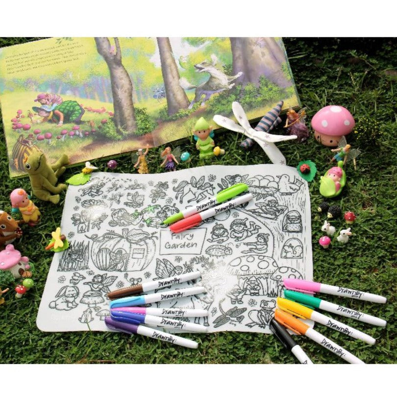 Fairy Garden Washable Silicone Colouring Mat & Markers Set