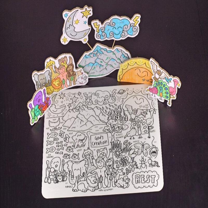 God's Creation Washable Silicone Colouring Mat & Markers Set