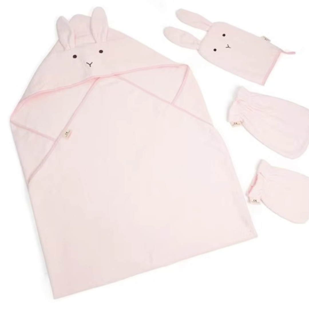 Kids Hooded Poncho Bath Towel Set of 4