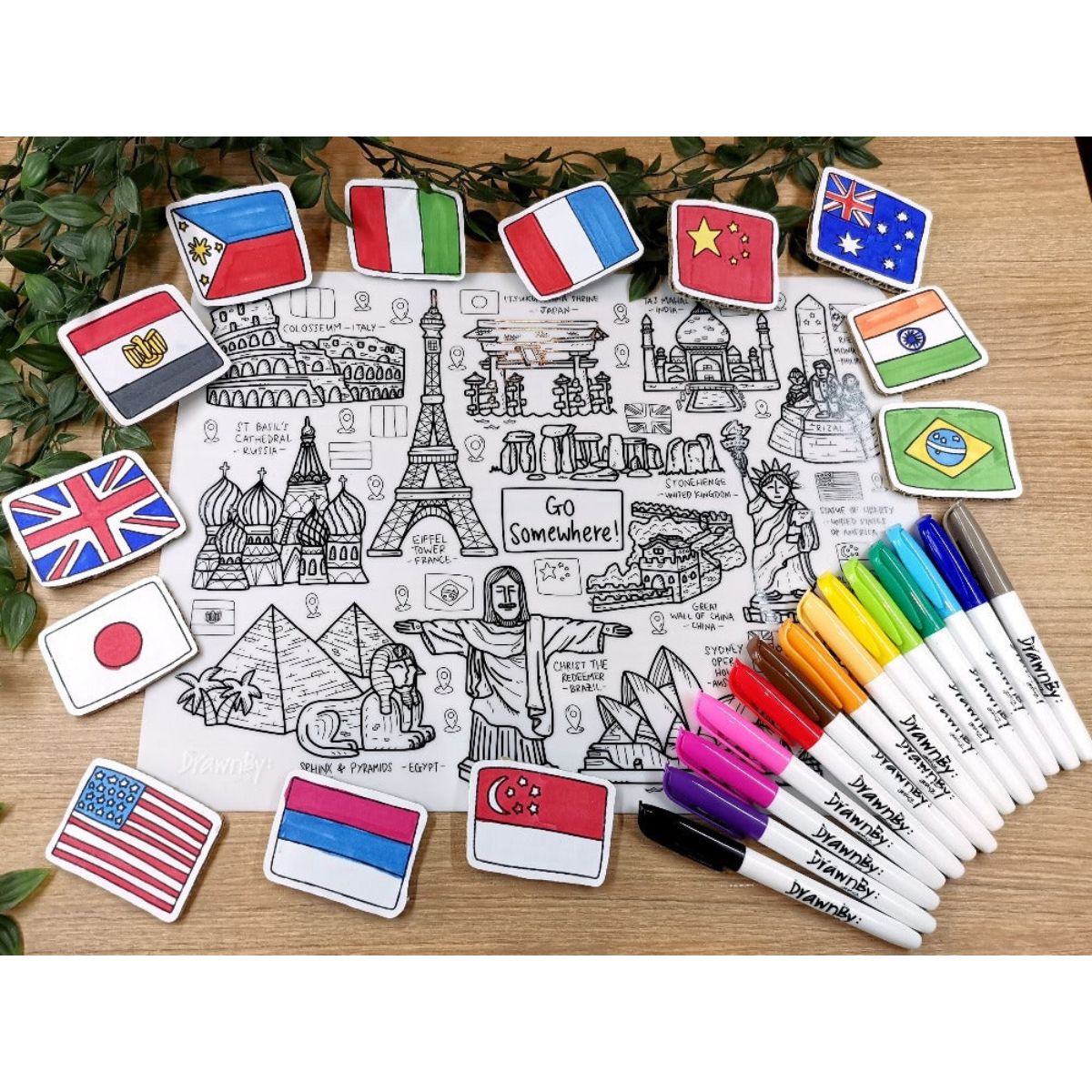 Go Somewhere Washable Silicone Colouring Mat & Markers Set