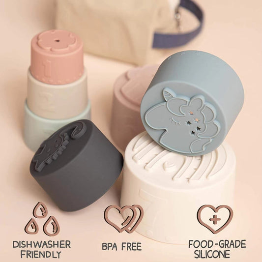 Count & Stack Silicone Teething Cups