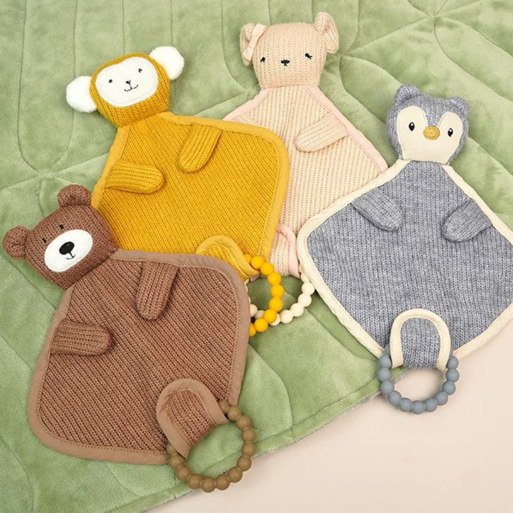 Soft Cotton Baby Handkerchief with Silicone Teether