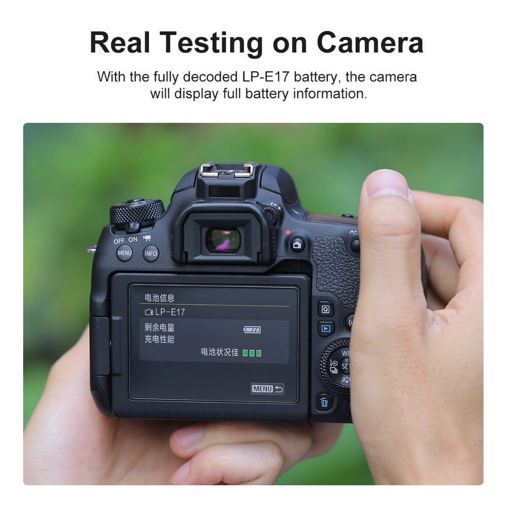 LP-E17 Fully Decoded Replacement Battery and LCD Dual Charger Set for Canon Cameras