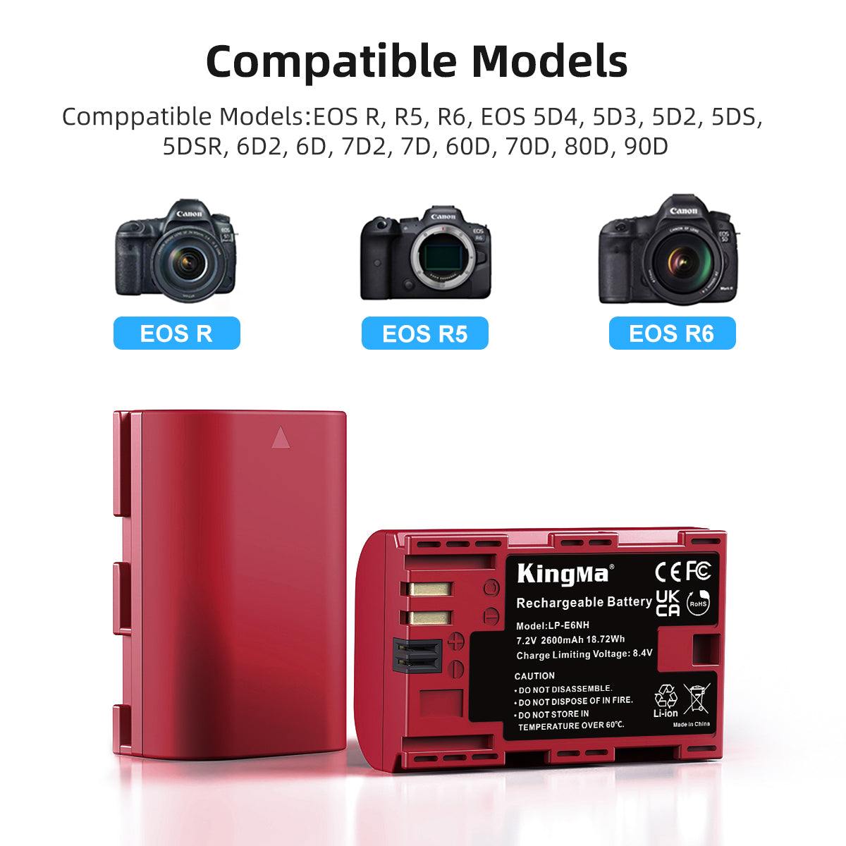 LP-E6NH | Canon | 2600mAh | Replacement Battery