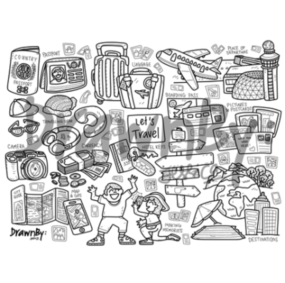 Let's Travel Washable Silicone Colouring Mat & Markers Set