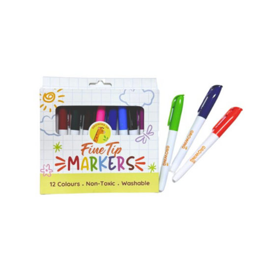 Non Toxic Washable Markers with Box - 12 Colours