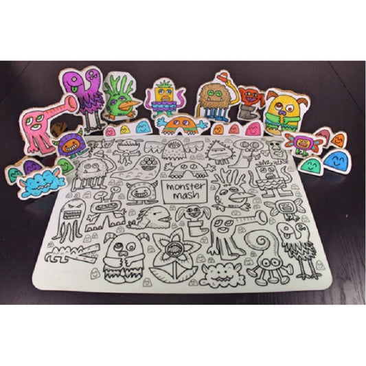 Monster Mash Washable Silicone Colouring Mat & Markers Set