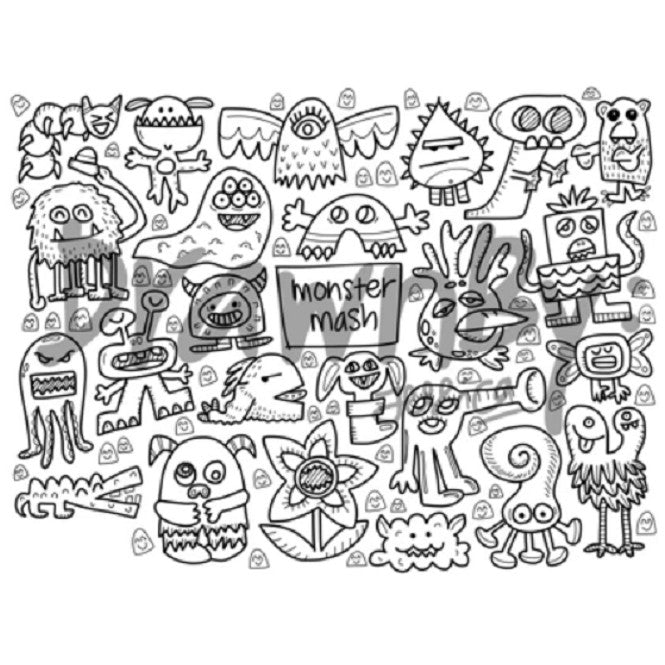 Monster Mash Washable Silicone Colouring Mat & Markers Set