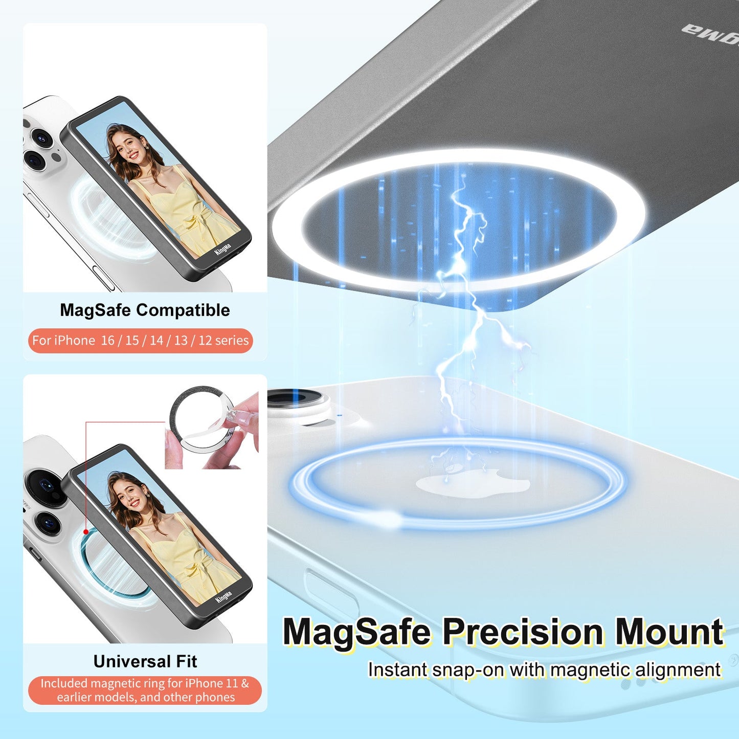 Magnetic Wireless Screen for Phone Vlogging and Selfies