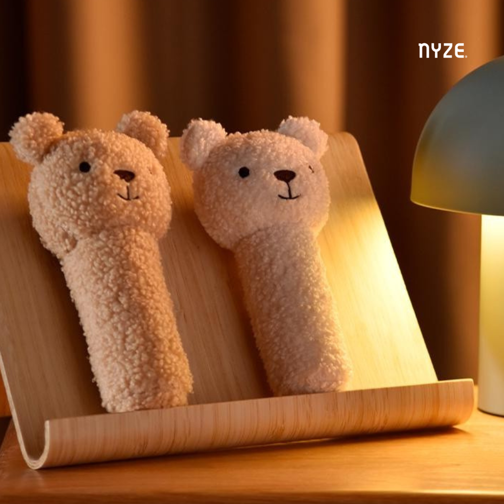 Sweet Curly Brown Bear Handheld Rattle Stick