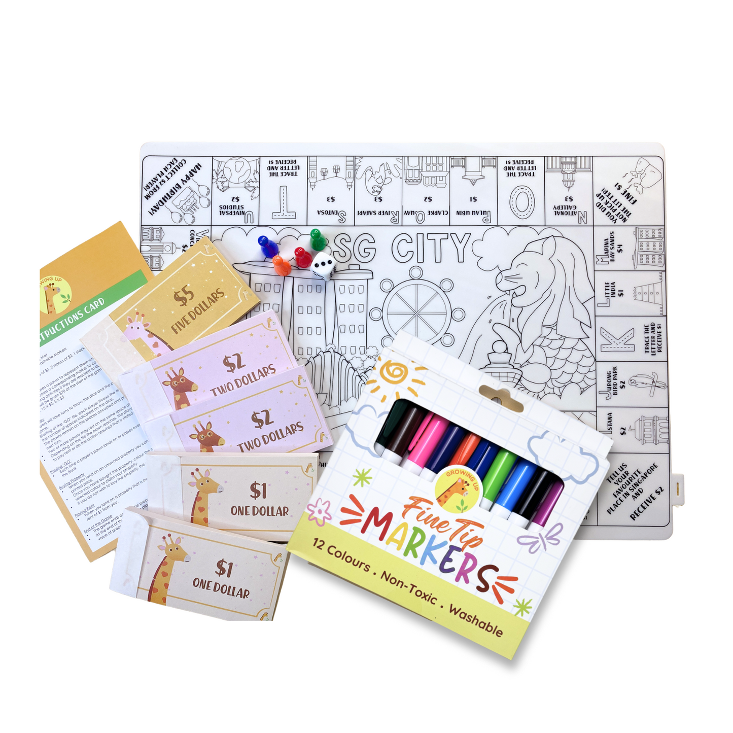 Educational Silicone Colouring Big Mat - SG City Game