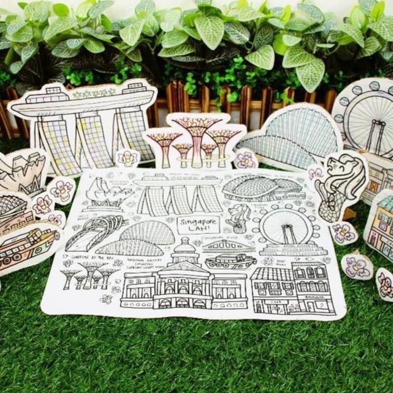 Singapore Lah Washable Silicone Colouring Mat & Markers Set