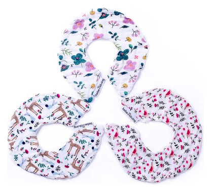 Bamboo Muslin Baby Round Bibs - Set of 3