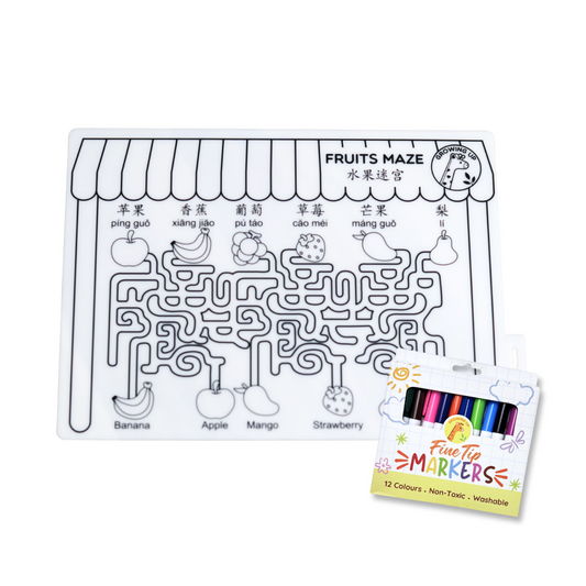 Educational Silicone Colouring Small Mat - Fruit Maze