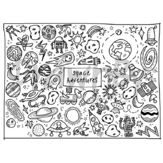 Space Adventures Washable Silicone Colouring Mat & Markers Set