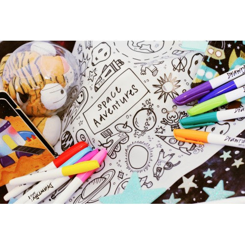 Space Adventures Washable Silicone Colouring Mat & Markers Set