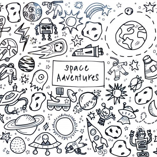 Space Adventures Washable Silicone Colouring Mat & Markers Set