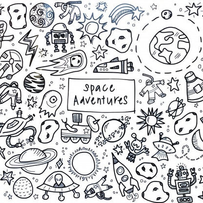 Space Adventures Washable Silicone Colouring Mat & Markers Set