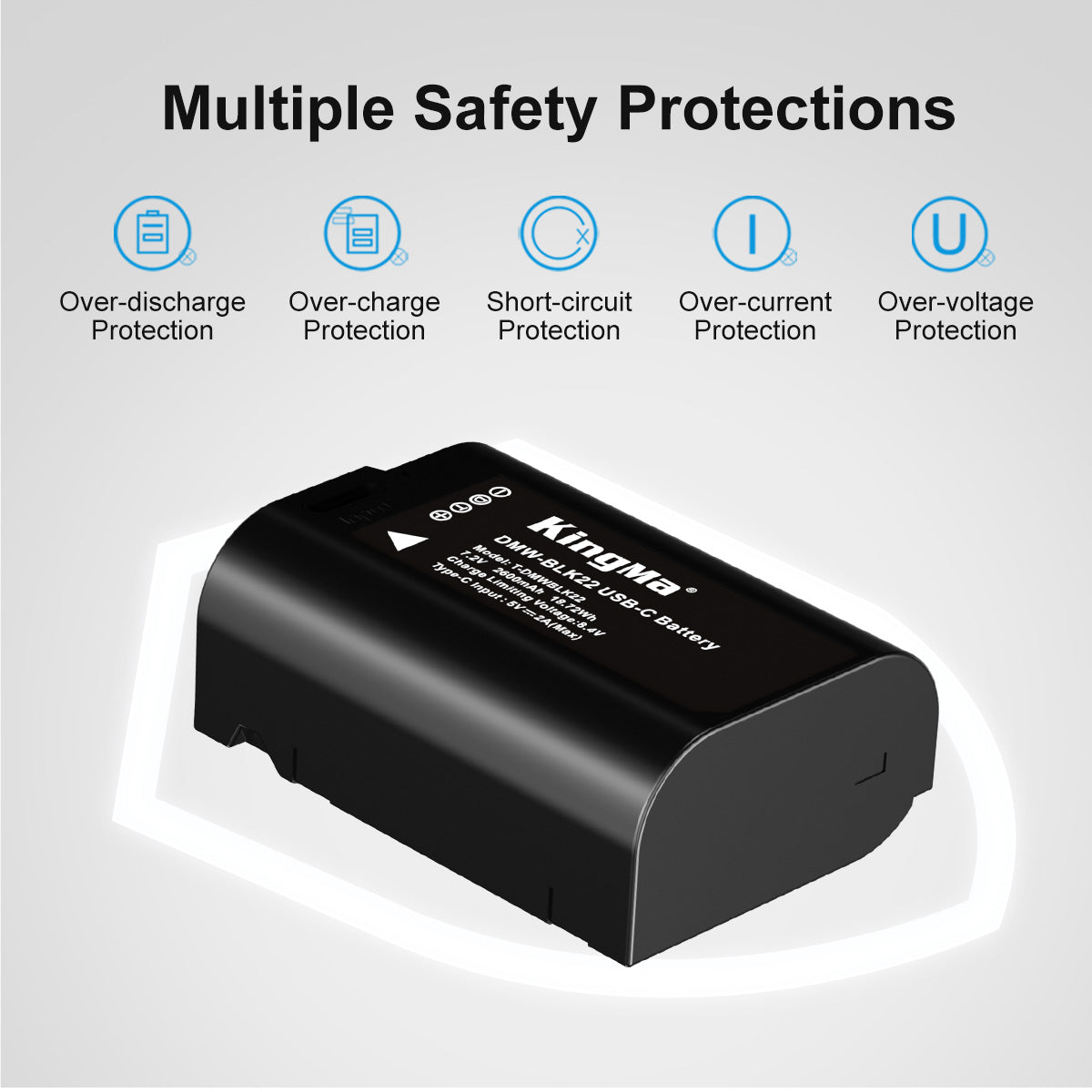 DMW-BLK22 Replacement Battery 2600mAh with Type-C Charging Port for Panasonic Cameras