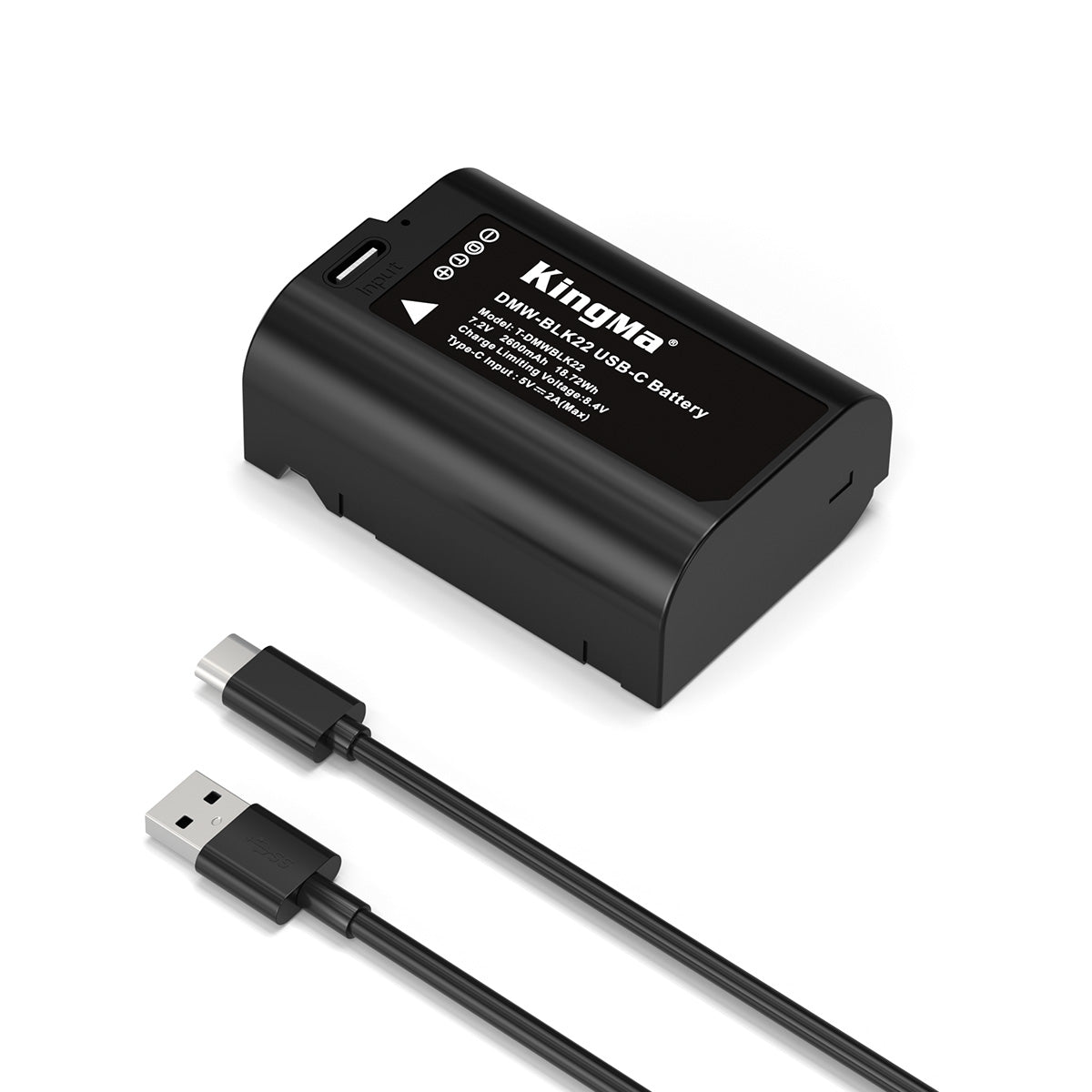 DMW-BLK22 Replacement Battery 2600mAh with Type-C Charging Port for Panasonic Cameras