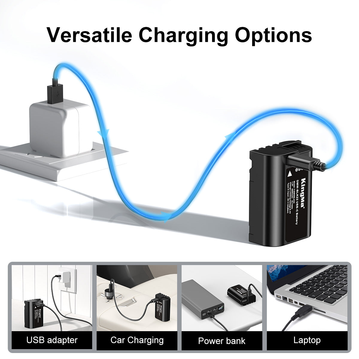 DMW-BLK22 Replacement Battery 2600mAh with Type-C Charging Port for Panasonic Cameras