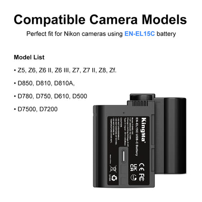 EN-EL15 | Nikon | 2600mAh | Replacement Battery | USB Type-C Port