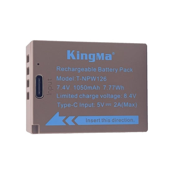 KingMa NP-W126 Camera Replacement Battery with Type-C Charging Port For Fujifilm Cameras using W126 / W126s Batteries