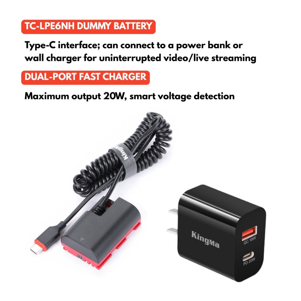 LP-E6P / LP-E6NH USB Type-C Dummy Battery for Canon Cameras