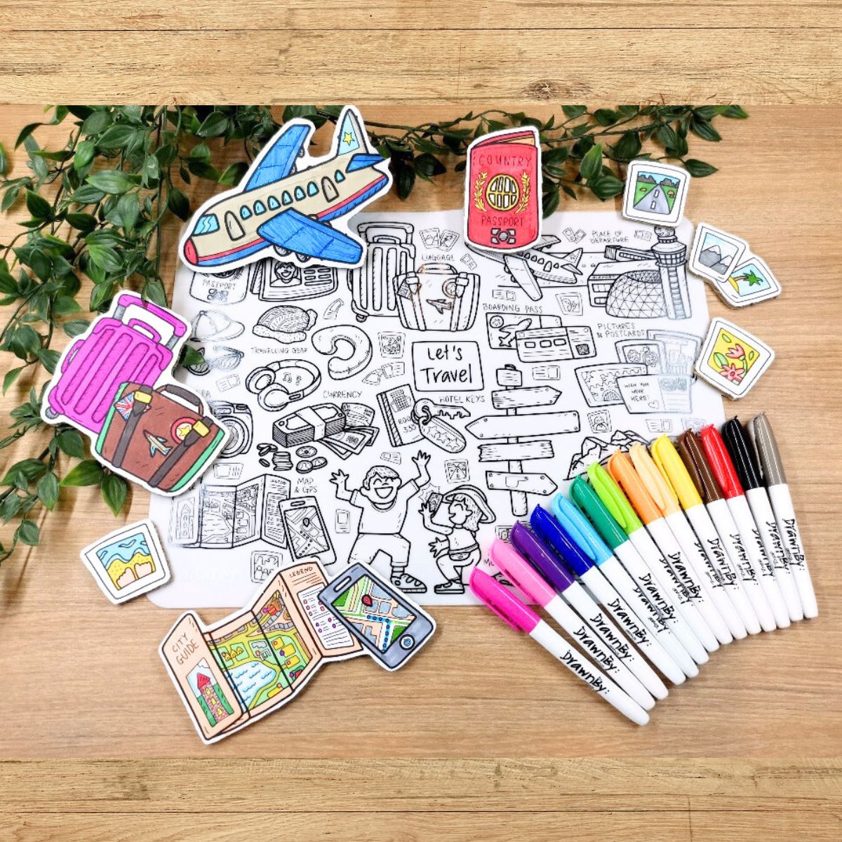 Let's Travel Washable Silicone Colouring Mat & Markers Set