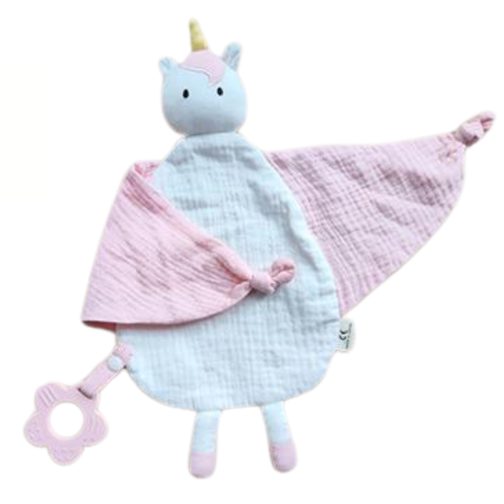 2-in-1 Muslin Comforter and Silicone Teether