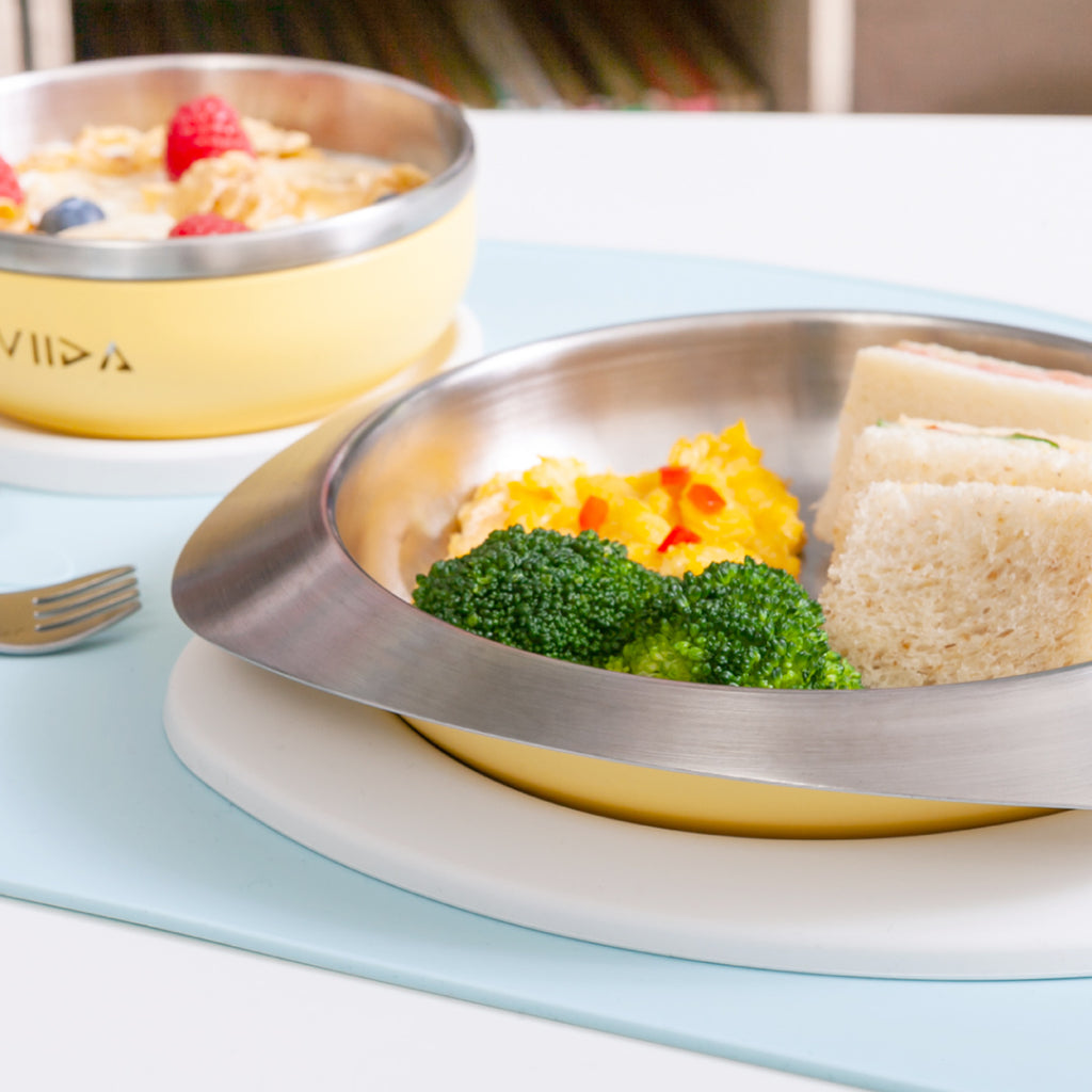 Soufflé Kids Antibacterial Stainless Steel Plate with Lid