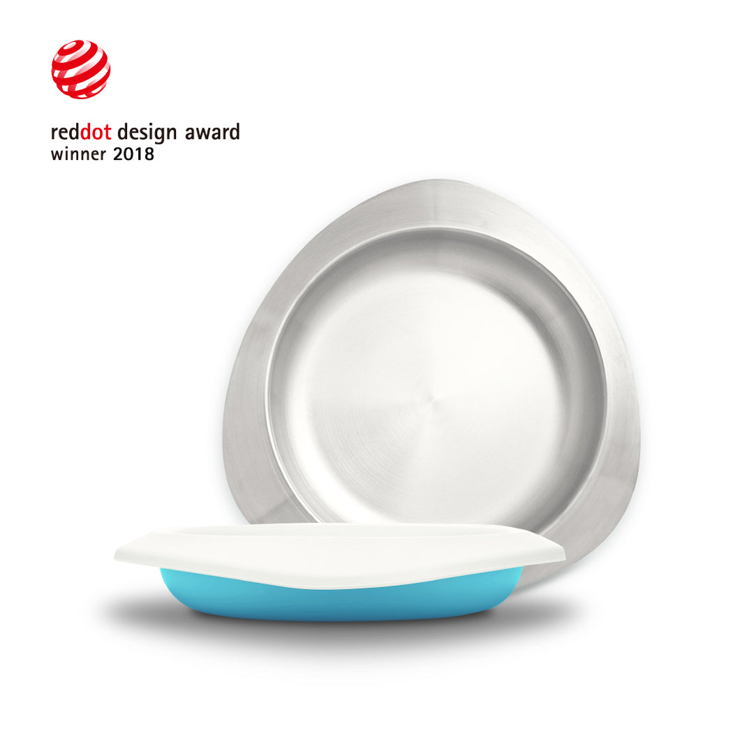 Soufflé Kids Antibacterial Stainless Steel Plate with Lid
