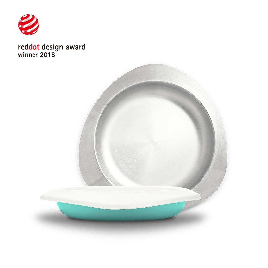 Soufflé Kids Antibacterial Stainless Steel Plate with Lid