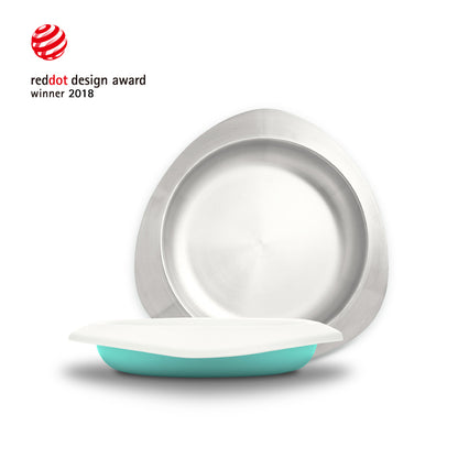 Soufflé Kids Antibacterial Stainless Steel Plate with Lid
