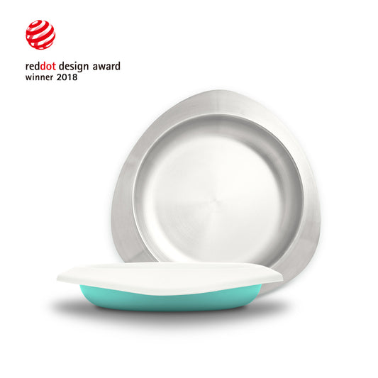 Soufflé Kids Antibacterial Stainless Steel Plate with Lid