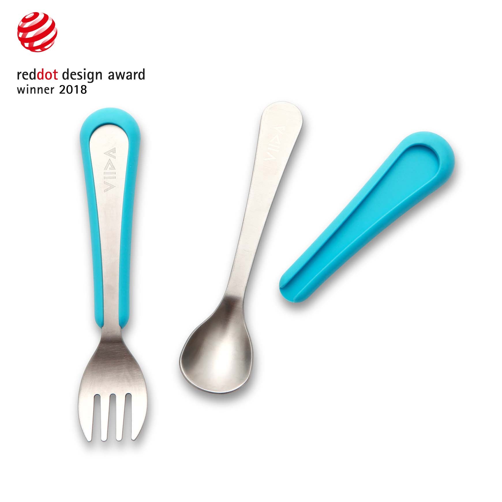 Soufflé Small Antibacterial Stainless Steel Fork & Spoon Set