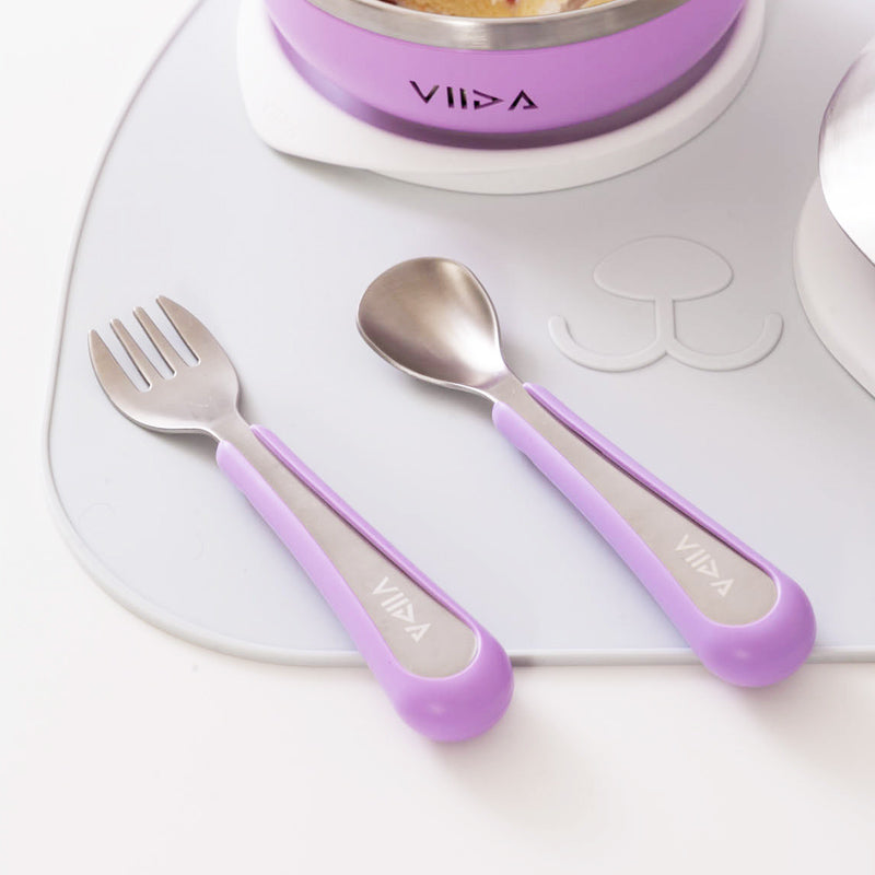 Soufflé Small Antibacterial Stainless Steel Fork & Spoon Set