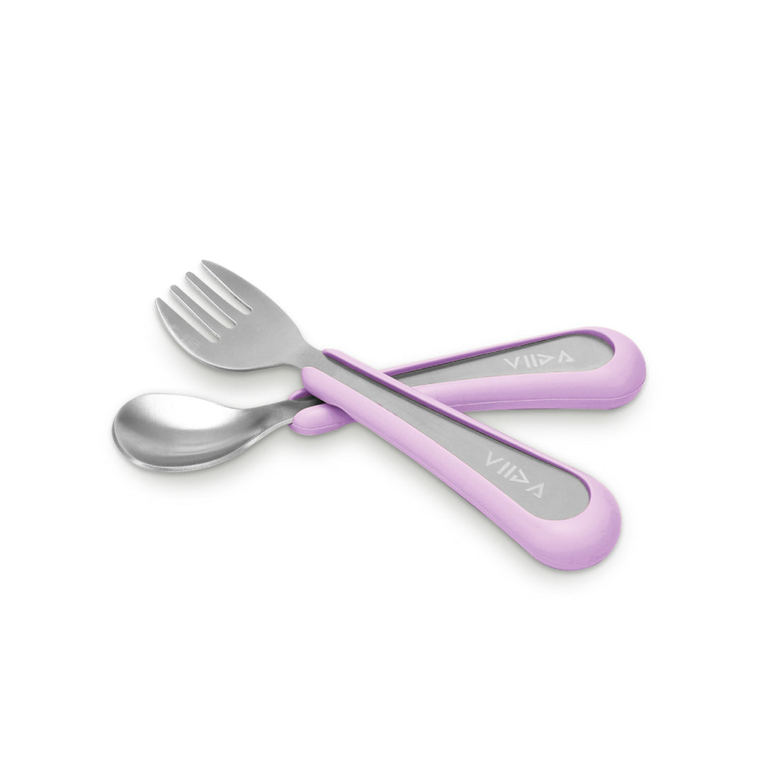 Soufflé Small Antibacterial Stainless Steel Fork & Spoon Set