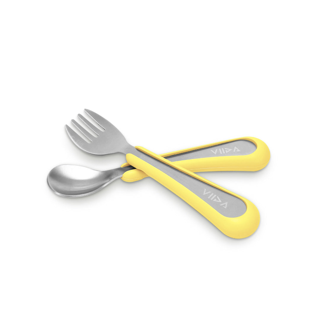 Soufflé Small Antibacterial Stainless Steel Fork & Spoon Set