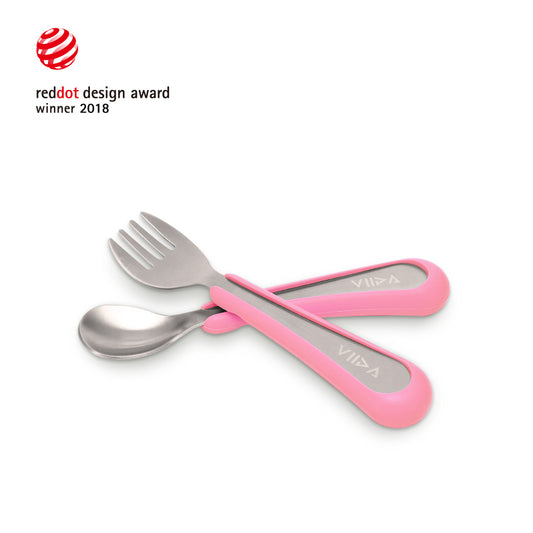 Soufflé Small Antibacterial Stainless Steel Fork & Spoon Set