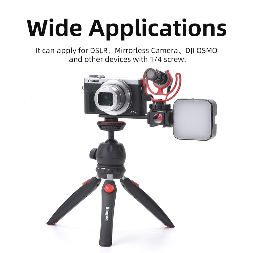 KingMa 3-Side Hot Shoe Vlogging Extension Bracket for Mirrorless Cameras, Action Cameras and Mobile Phones