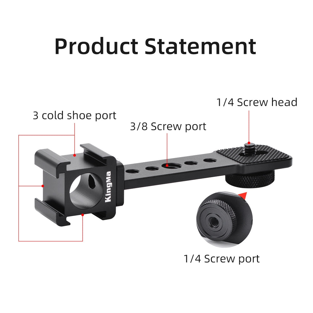 KingMa 3-Side Hot Shoe Vlogging Extension Bracket for Mirrorless Cameras, Action Cameras and Mobile Phones
