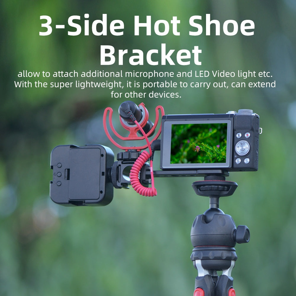 KingMa 3-Side Hot Shoe Vlogging Extension Bracket for Mirrorless Cameras, Action Cameras and Mobile Phones
