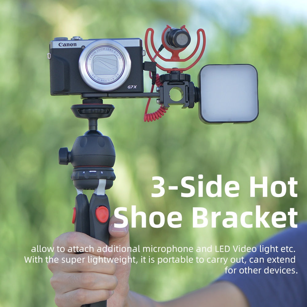 KingMa 3-Side Hot Shoe Vlogging Extension Bracket for Mirrorless Cameras, Action Cameras and Mobile Phones