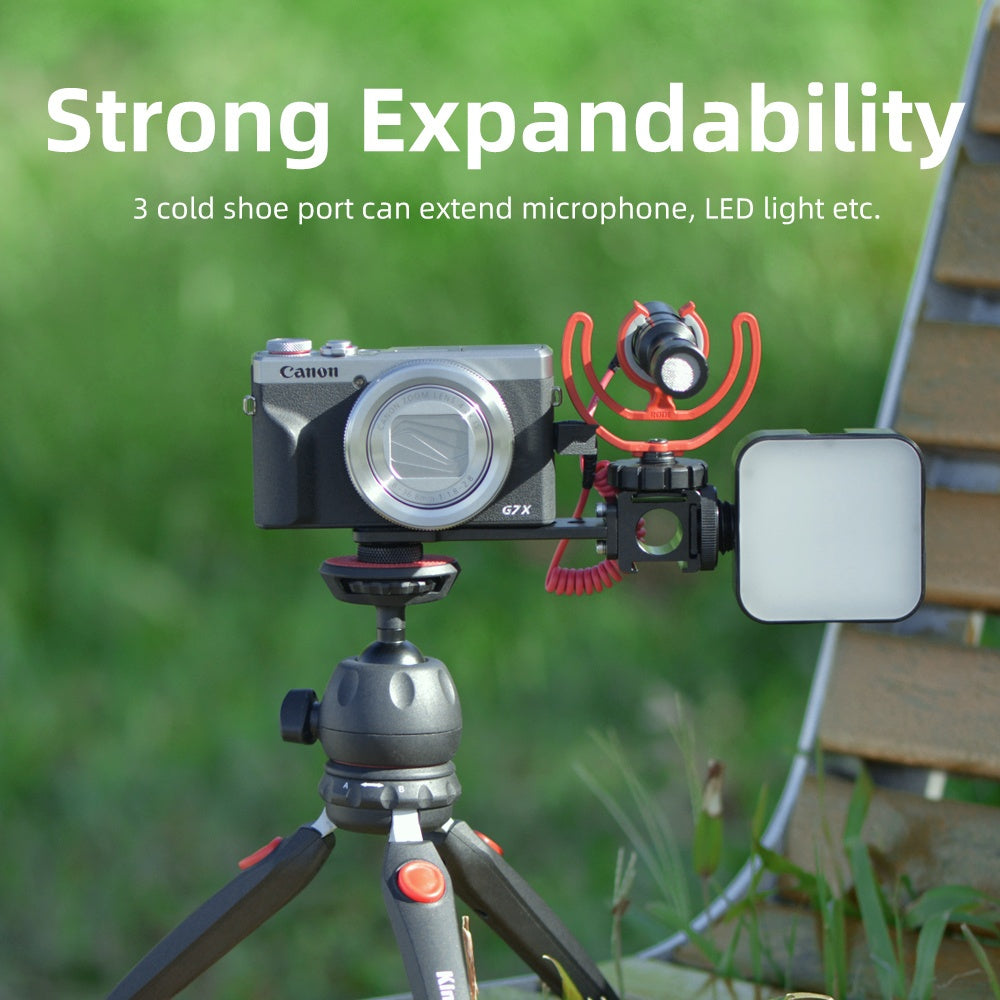 KingMa 3-Side Hot Shoe Vlogging Extension Bracket for Mirrorless Cameras, Action Cameras and Mobile Phones